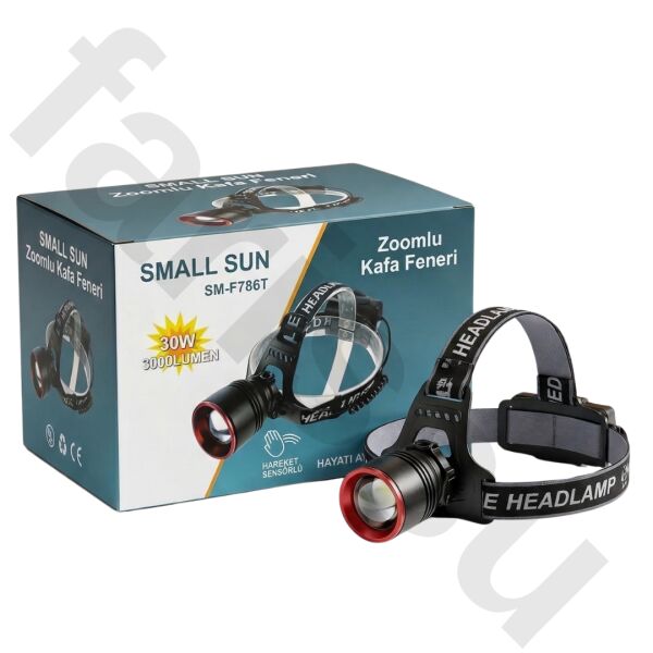 30W 3000 Lümen Zoomlu Şarjlı Kafa Feneri - 7200 mAh Yüksek Kapasite - Hareket Sensörlü