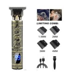 gold tech Led Ekranlı Çelik Kasa Profesyonel T-bıçak Saç Sakal, Ense Çizim Tıraş Makinesi