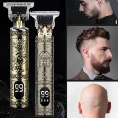 gold tech Led Ekranlı Çelik Kasa Profesyonel T-bıçak Saç Sakal, Ense Çizim Tıraş Makinesi