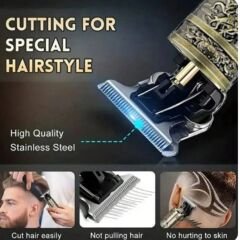 gold tech Led Ekranlı Çelik Kasa Profesyonel T-bıçak Saç Sakal, Ense Çizim Tıraş Makinesi