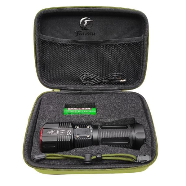 SM-313 50W 5000 Lümen Profesyonel Şarjlı El Feneri - 1.5 KM Menzilli & 7200 mAh Güçlü Batarya Seti