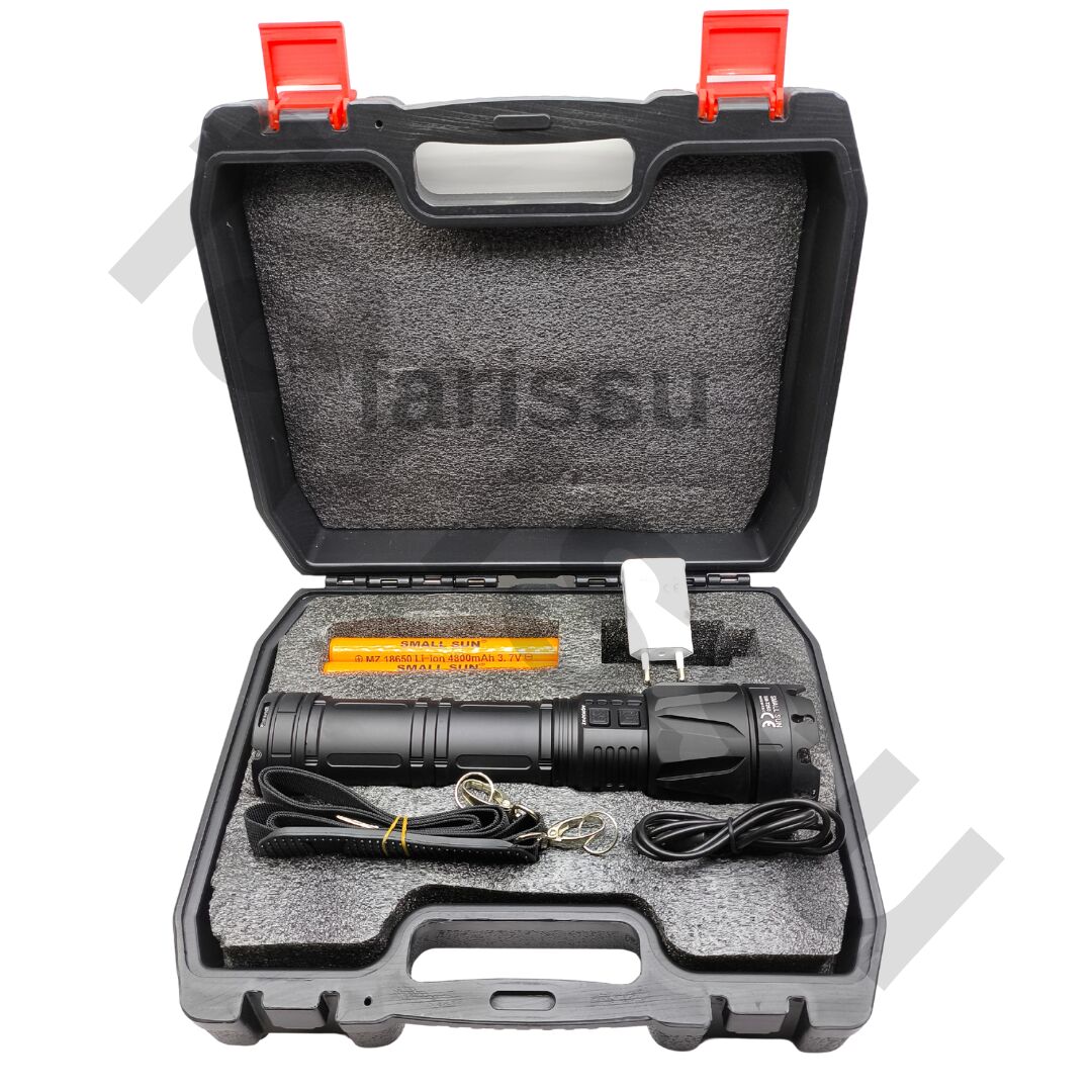 Small Sun SM-T260 60W 6000 Lümen Ultra Güçlü Şarj Edilebilir El Feneri - 19200 mAh Dev Batarya & 3KM Menzil