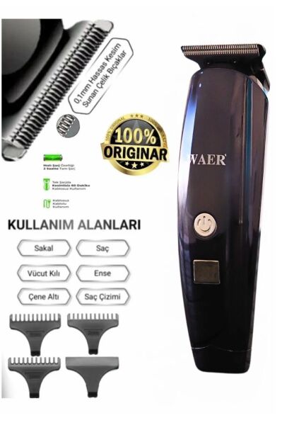 WAER Profesyonel Sakal Traş Makinesi Dijital Sarj Göstergeli wa-2913 Siyah