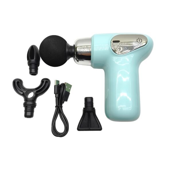 Mini Şarjlı Masaj Tabancası - 4 Başlıklı Titreşimli Kas Gevşetici Sporcu Masaj Aleti