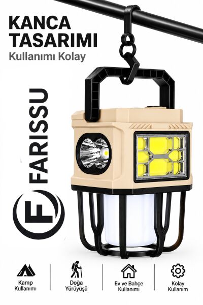 Güneş Enerjisi Kamp Işıkları Şarj Edilebilir Kamp Işığı Çok Fonksiyonlu Taşınabilir Lamba