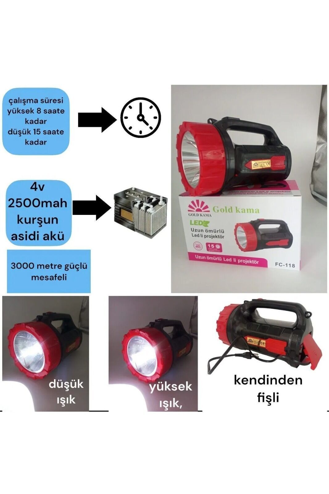 uzun ömürlü 3000 metreye kadar güçlü ledli projectör FC-118