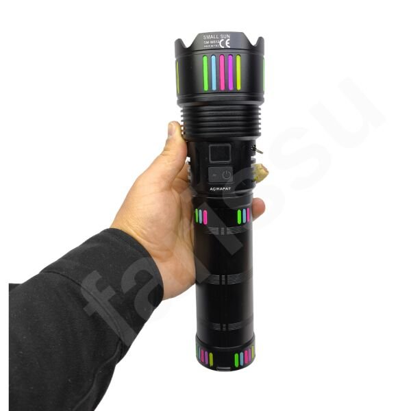 60W 6000 Lümen Şarjlı El Feneri - 2 KM Menzilli, 19200 mAh Dev Pil Kapasitesi, Zoom Özellikli Lazer Odaklı