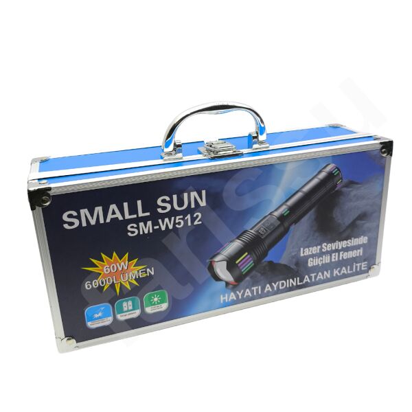 60W 6000 Lümen Şarjlı El Feneri - 2 KM Menzilli, 19200 mAh Dev Pil Kapasitesi, Zoom Özellikli Lazer Odaklı