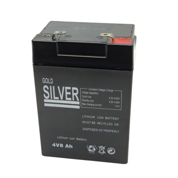 Gold Silver 4V 8Ah Lithium Ion Işıldak Aküsü - Yedek Batarya