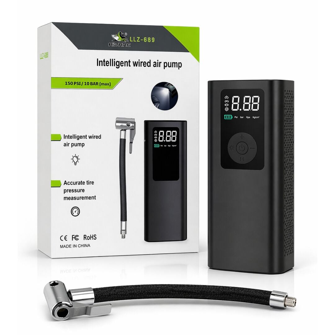 LLZ-669 Akıllı Kablolu Dijital Hava Pompası - 150 PSI Taşınabilir Araç Kompresörü - LED Işıklı
