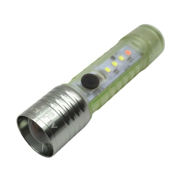 Şarjlı Mini LED El Feneri - Zoomlu, Mıknatıslı, Yan COB Ledli, Metal Klipsli Kamp Feneri