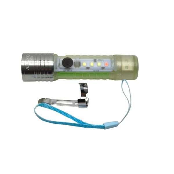 Şarjlı Mini LED El Feneri - Zoomlu, Mıknatıslı, Yan COB Ledli, Metal Klipsli Kamp Feneri