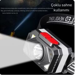 su geçirmez 7 farklı ışık moduna sahip 800 mah lityum pilli kafa  feneri