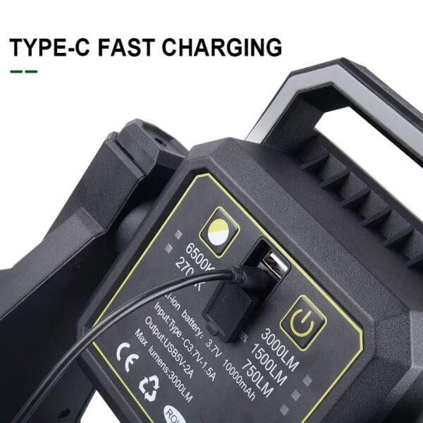 10000mAh Powerbank Özellikli - 105cm Ayarlanabilir Kamp Lambası - 3000 Lümen Kırmızı Işık Modlu