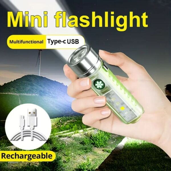 2500 lümen 7 farklı ışık şiddetine sahip kancalı flaşörlü ultra güçlü mini cep el feneri Deprem Çantalık Fener