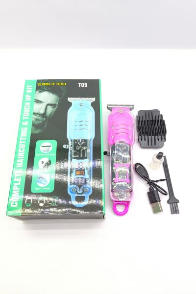 Gold Tech T09 Profesyonel Şarjlı Saç Sakal Kesme Makinesi - Type-C Girişli Led Ekranlı Ense Tıraş Makinesi