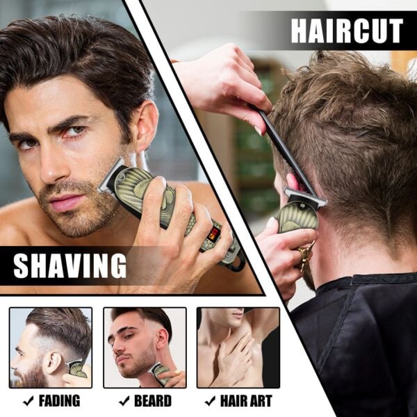 Dearling RF-1874 Profesyonel Dijital Ekranlı Şarjlı Saç Sakal Kesme ve Ense Tıraş Makinesi - T-Bıçak Tasarım