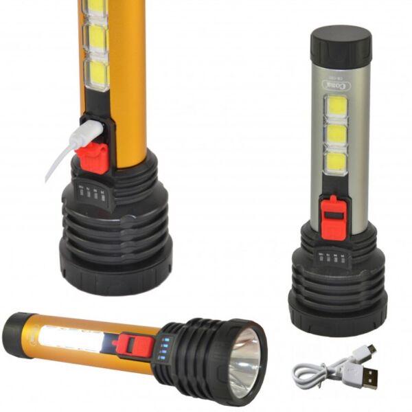 4 farklı moda sahip micro usb ile şarj edilebilir 5w+3 cob çok amaçlı el feneri