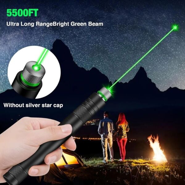Profesyonel Yeşil Lazer Pointer - 10 KM Menzilli, USB Şarjlı, 5 Modlu Astronomi ve Kamp Lazeri