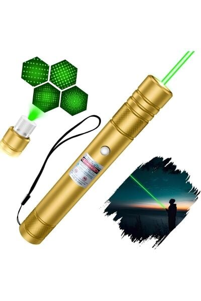 Profesyonel Yeşil Lazer - 10 KM Menzilli, USB Şarjlı, Yıldız Başlıklı Astronomi ve Kamp Lazeri