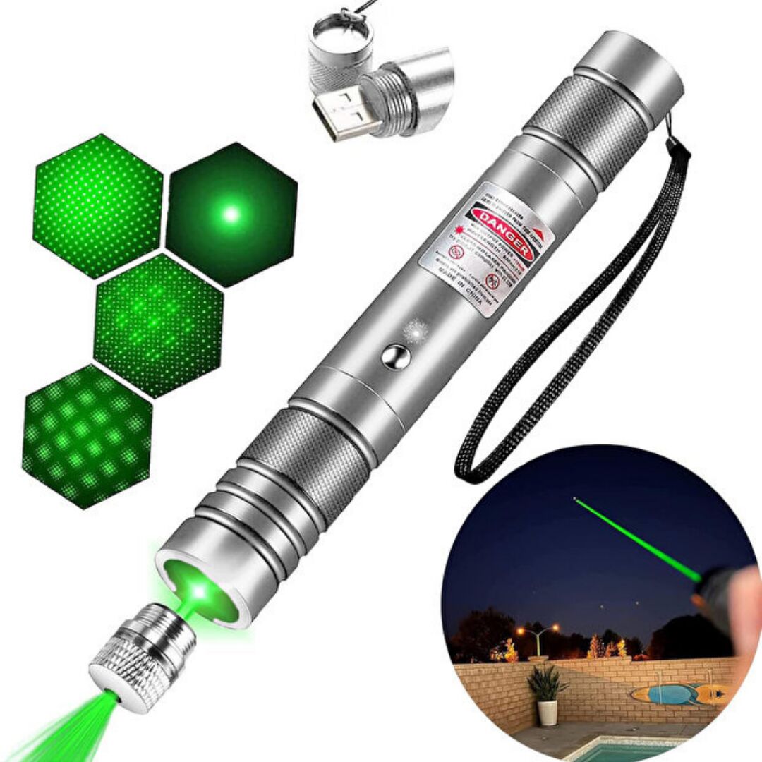 Profesyonel Yeşil Lazer - 10 KM Menzilli, USB Şarjlı, Yıldız Başlıklı Astronomi ve Kamp Lazeri