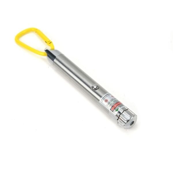 Gümüş Metal Kasa 5 KM Menzilli Lazer İşaretleyici & LED El Feneri - Karabinanalı Set