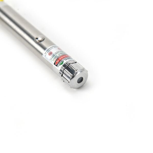 Gümüş Metal Kasa 5 KM Menzilli Lazer İşaretleyici & LED El Feneri - Karabinanalı Set