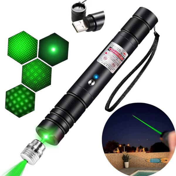 Profesyonel Yeşil Lazer - 10 KM Menzilli, USB Şarjlı, Yıldız Başlıklı Astronomi ve Kamp Lazeri