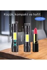 15w 1000lm mini zomlu flaşörlü ful metal suya karşı dayanıklı el feneri