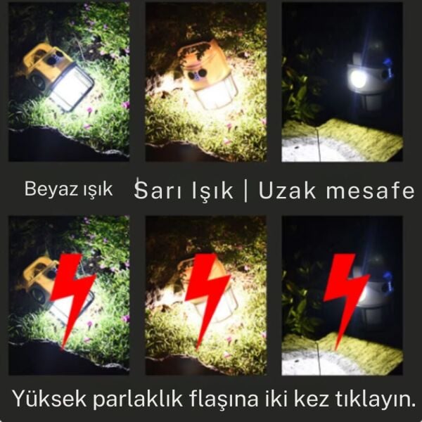 3 farklı moda sahip kamp lambası masa lambası