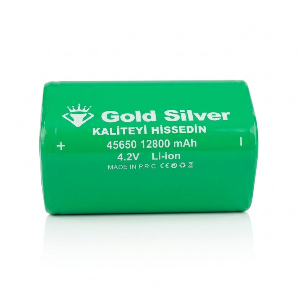 Gold Silver 45650 Li-ion Pil 12800 mAh 4.2V Şarj Edilebilir Yüksek Kapasiteli Pil