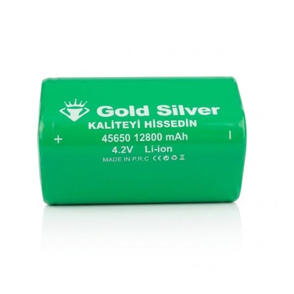 Gold Silver 45650 Li-ion Pil 12800 mAh 4.2V Şarj Edilebilir Yüksek Kapasiteli Pil