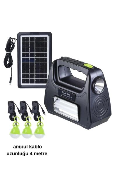 3 ampullü solar panelli güneş enerjili aydınlatma acil durum ve deprem feneri kiti