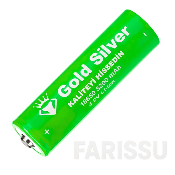Gold Silver 18650 El Feneri ve Kafa Lambası İçin Şarj Edilebilir Li-ion Pil - 3200 mAh 4.2V (2 Adet)
