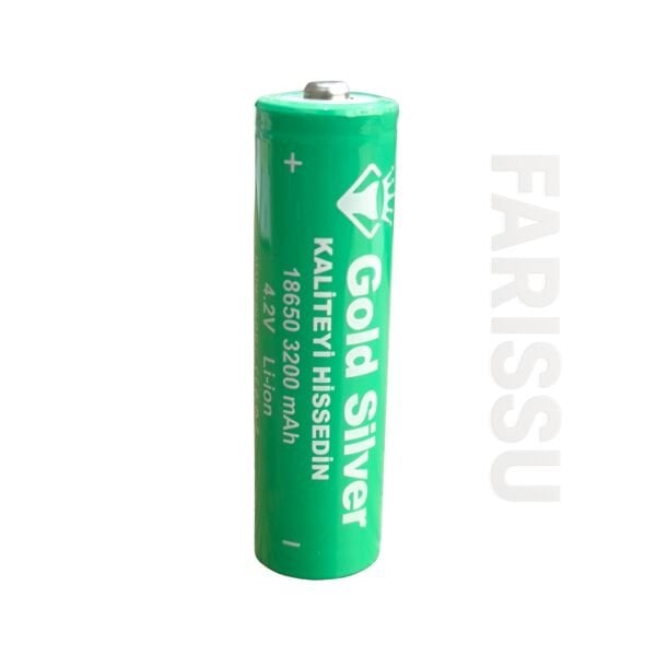 Gold Silver 18650 El Feneri ve Kafa Lambası İçin Şarj Edilebilir Li-ion Pil - 3200 mAh 4.2V (3 Adet)