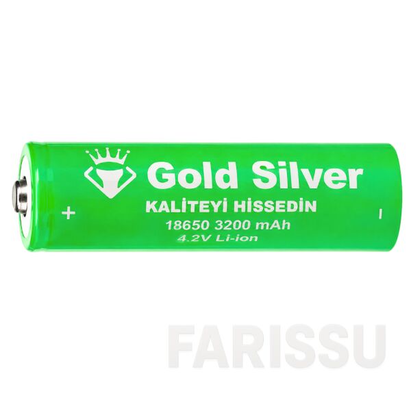 Gold Silver 18650 El Feneri ve Kafa Lambası İçin Şarj Edilebilir Li-ion Pil - 3200 mAh 4.2V (5 Adet)