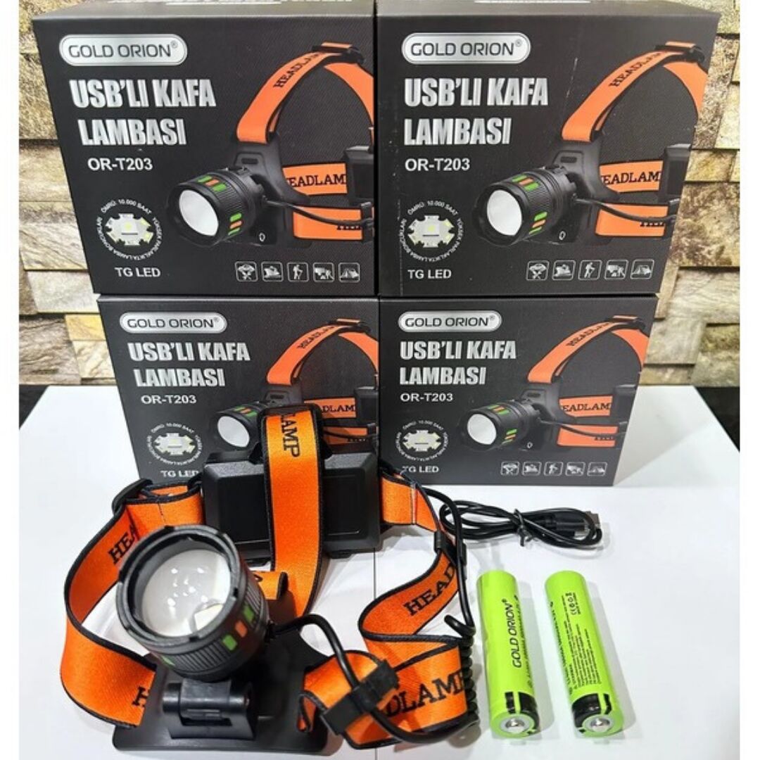 Gold Orion OR-203 30W 3000 Lümen Zoomlu Şarj Edilebilir Profesyonel Kafa Lambası