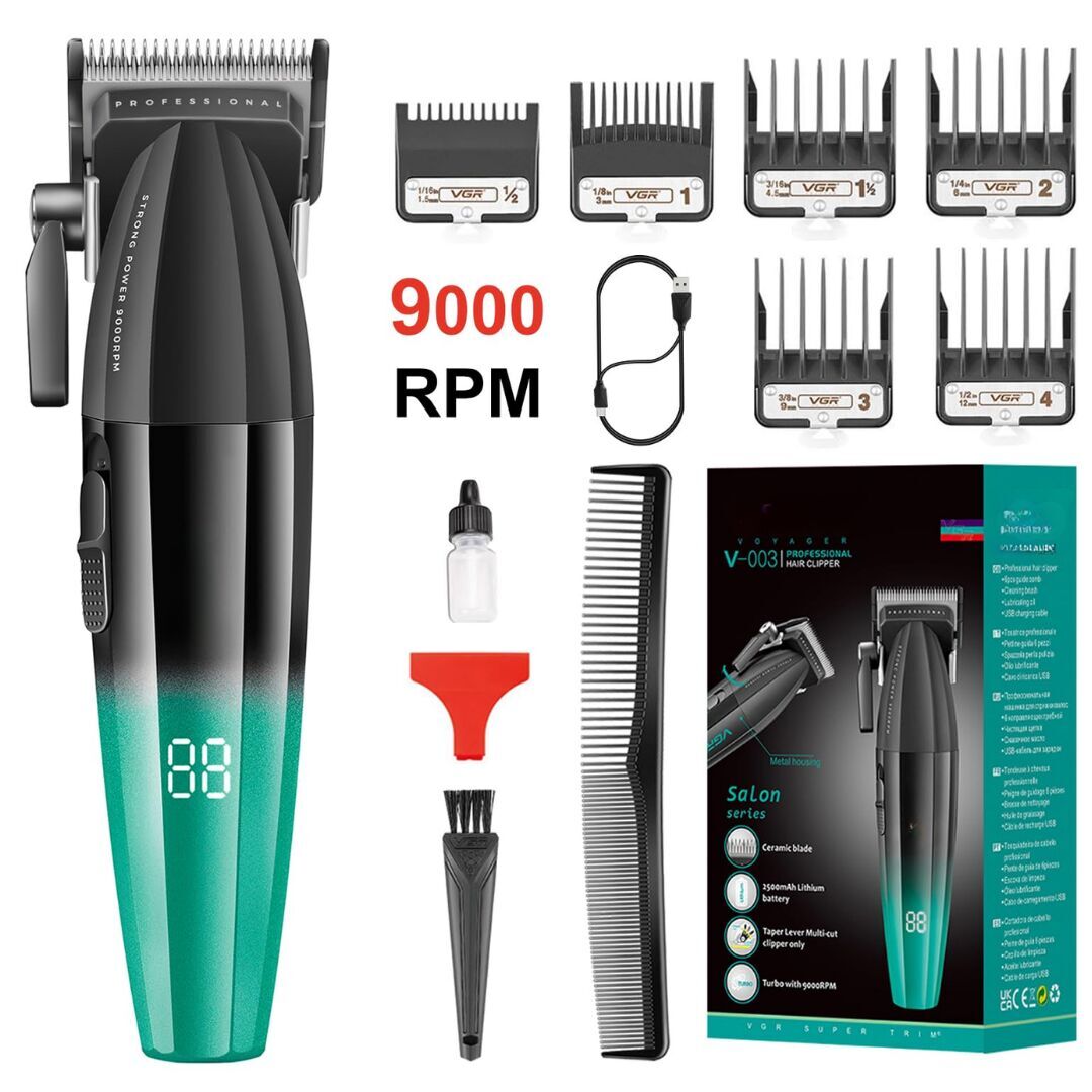 VGR saç kesme profesyonel saç düzeltici elektrikli kesme akülü saç kesme makinesi 9000RPM giyotin Clipper erkekler için V-003