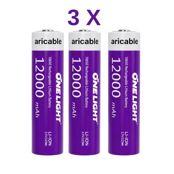 18650 Şarjlı Li-ion Pil 3.7V 12000mAh Yazılı 39 Gram Güçlü Batarya 3 ADET