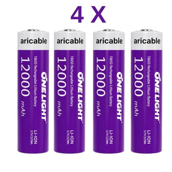 18650 Şarjlı Li-ion Pil 3.7V 12000mAh Yazılı 39 Gram Güçlü Batarya 4 Adet