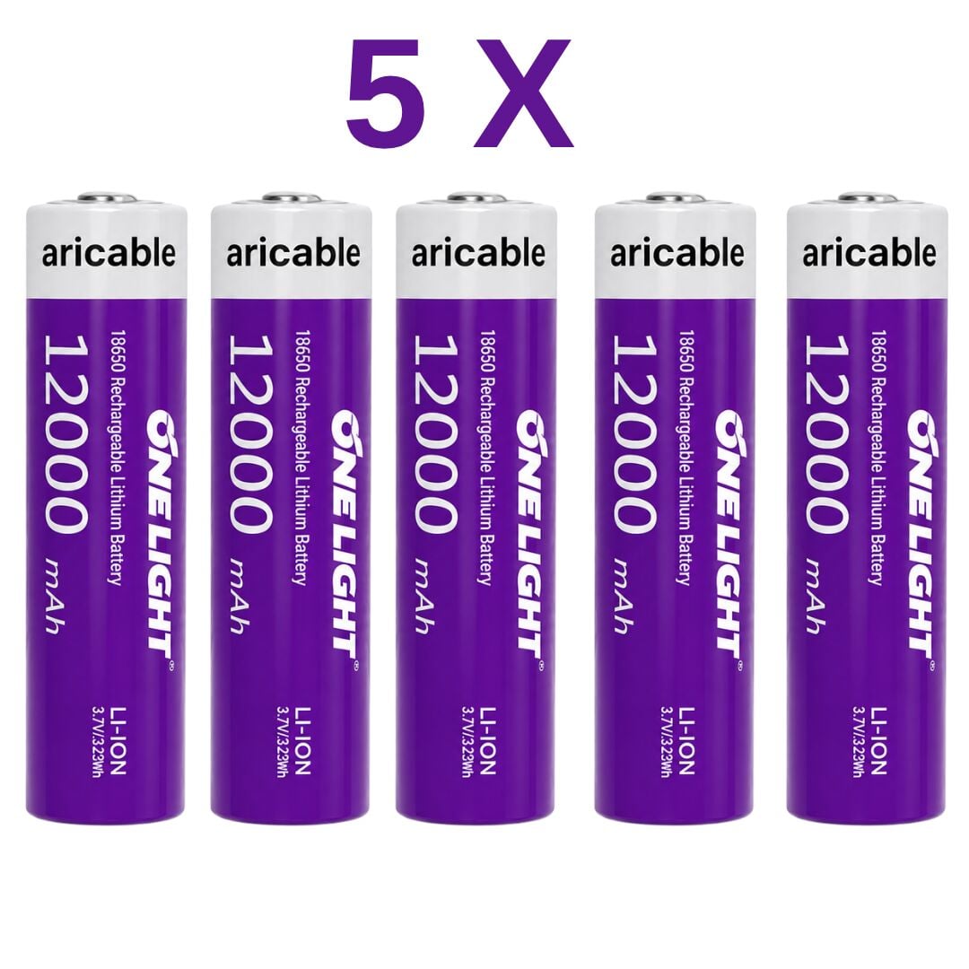 18650 Şarjlı Li-ion Pil 3.7V 12000mAh Yazılı 39 Gram Güçlü Batarya 5 Adet