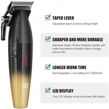 VGR saç kesme profesyonel saç düzeltici elektrikli kesme akülü saç kesme makinesi 9000RPM giyotin Clipper erkekler için V-003 sarı siyah