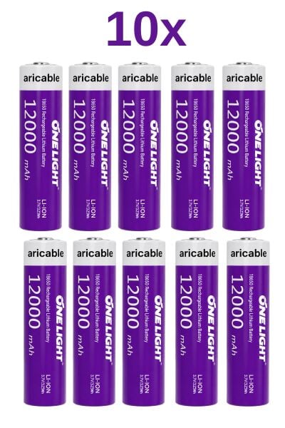 18650 Şarjlı Li-ion Pil 3.7V 12000mAh Yazılı 39 Gram Güçlü Batarya 10 Adet