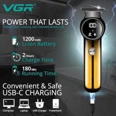 VGR V-989 Profesyonel Islak ve Kuru  ve Pil Göstergesi, Turbo Fonksiyonu, Erkek Yüz ve Vücut tıraş makinesi