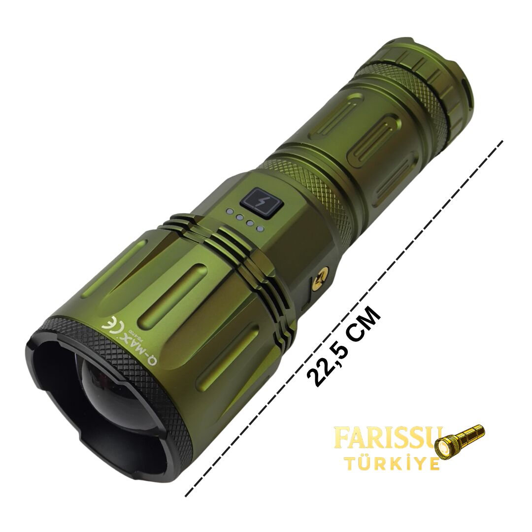 PS-4700 Profesyonel Şarj Edilebilir Uzun Menzilli El Feneri - 21000 Lümen 210V 32000 mAh Dev Pil