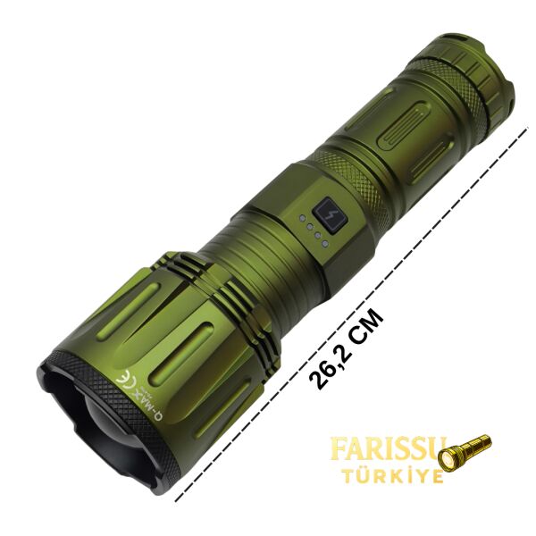 PS-4700 Profesyonel Şarj Edilebilir Uzun Menzilli El Feneri - 21000 Lümen 210V 32000 mAh Dev Pil