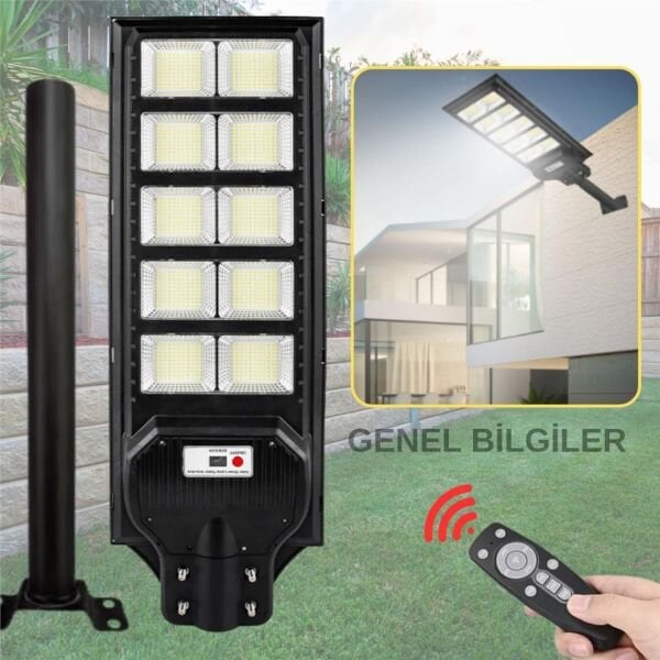 2000W Solar Led Sokak Lambası 67 cm - 3.5 KG Ağır Hizmet Tipi , Park ve Otopark Aydınlatma Armatürü