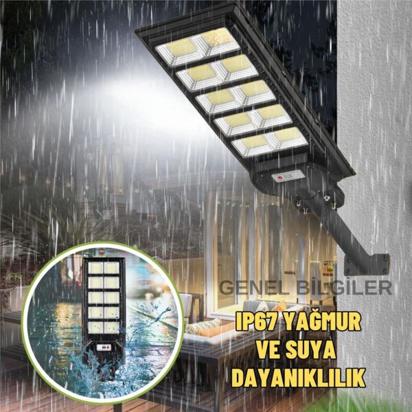 1600W Solar Led Sokak Lambası - 57 cm Bahçe ve Park Aydınlatma Armatürü (Her Şey Dahil Paket)