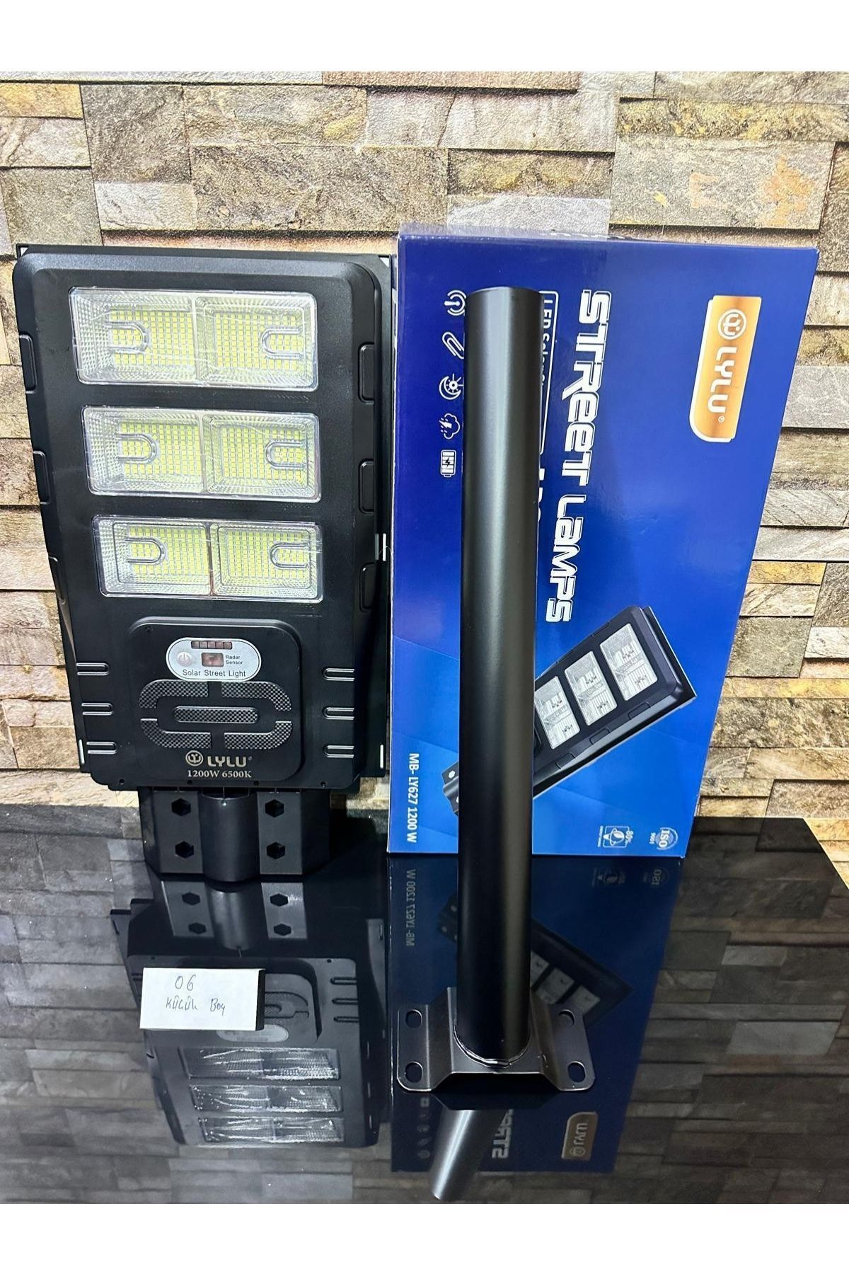1200W Solar Led Sokak Lambası 48 cm - Bahçe, Garaj ve Park Aydınlatma Armatürü (Her Şey Dahil Paket)