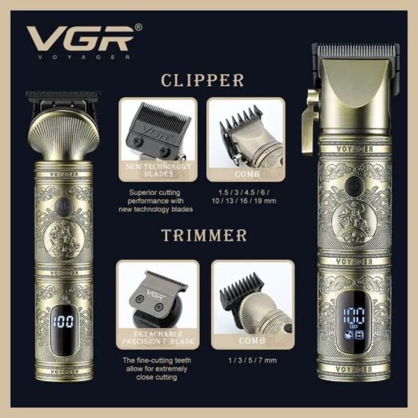 Vgr V-670 Metal saç kesim makinesi  profesyonel saç sakal berber seti